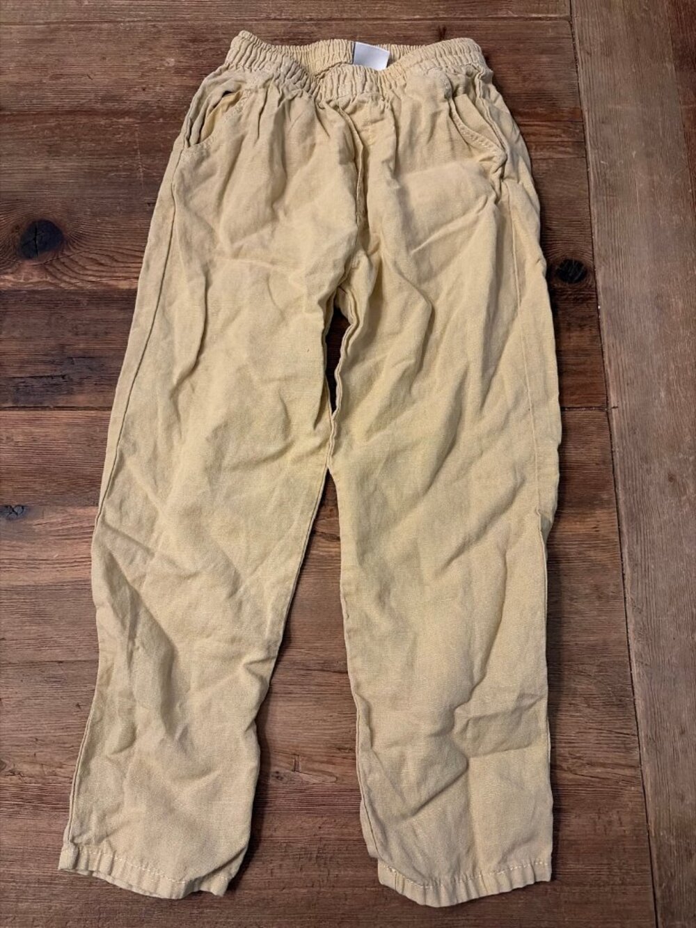 Zara Boys 5-6Y Khaki Linen Blend Pull-On Pants